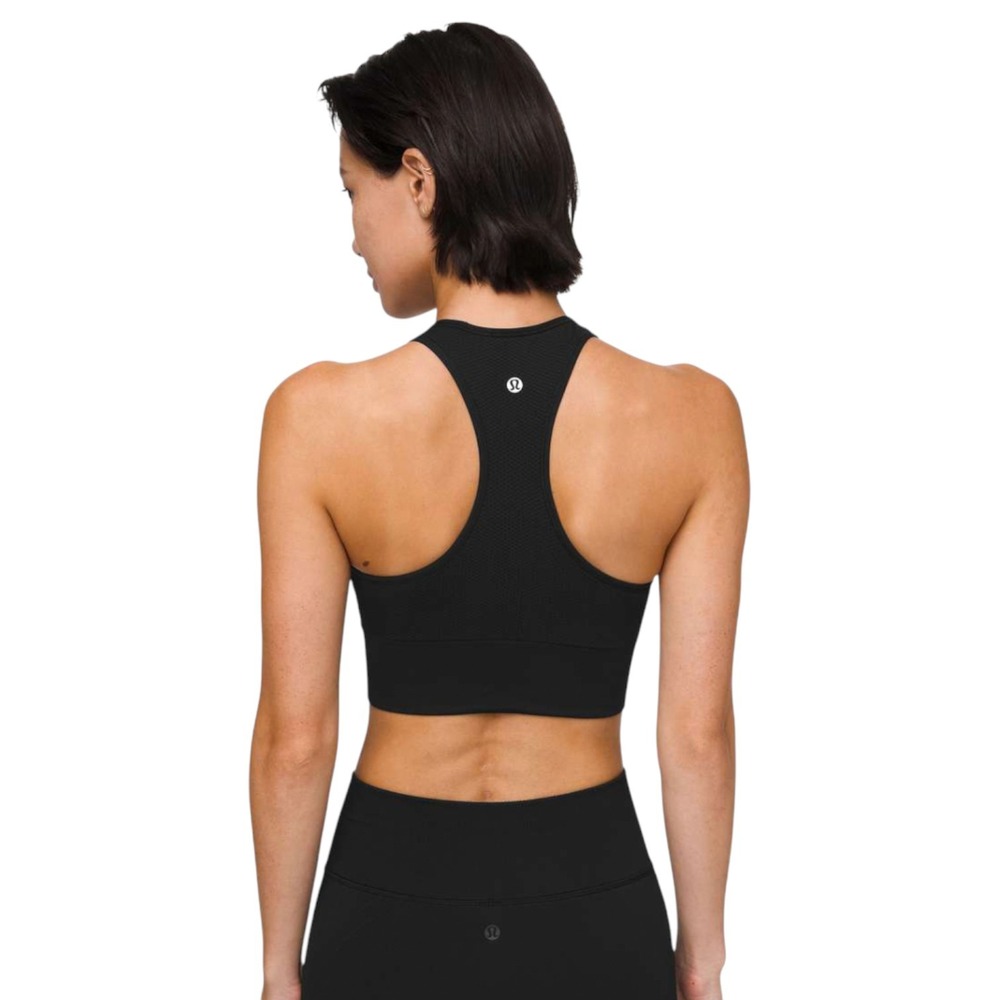 Lululemon‎ Black High Neck Racerback Crop Tank Top Sports Bra Size 6 SMALL - Picture 3 of 8